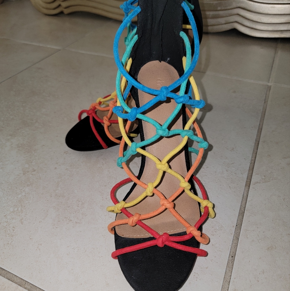 Colorful knotted/tied heels